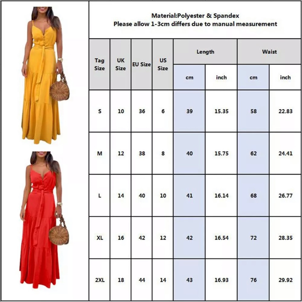 Buttoned, Spaghetti Strap, Ruffled, Maxidress - Picture 10 of 16